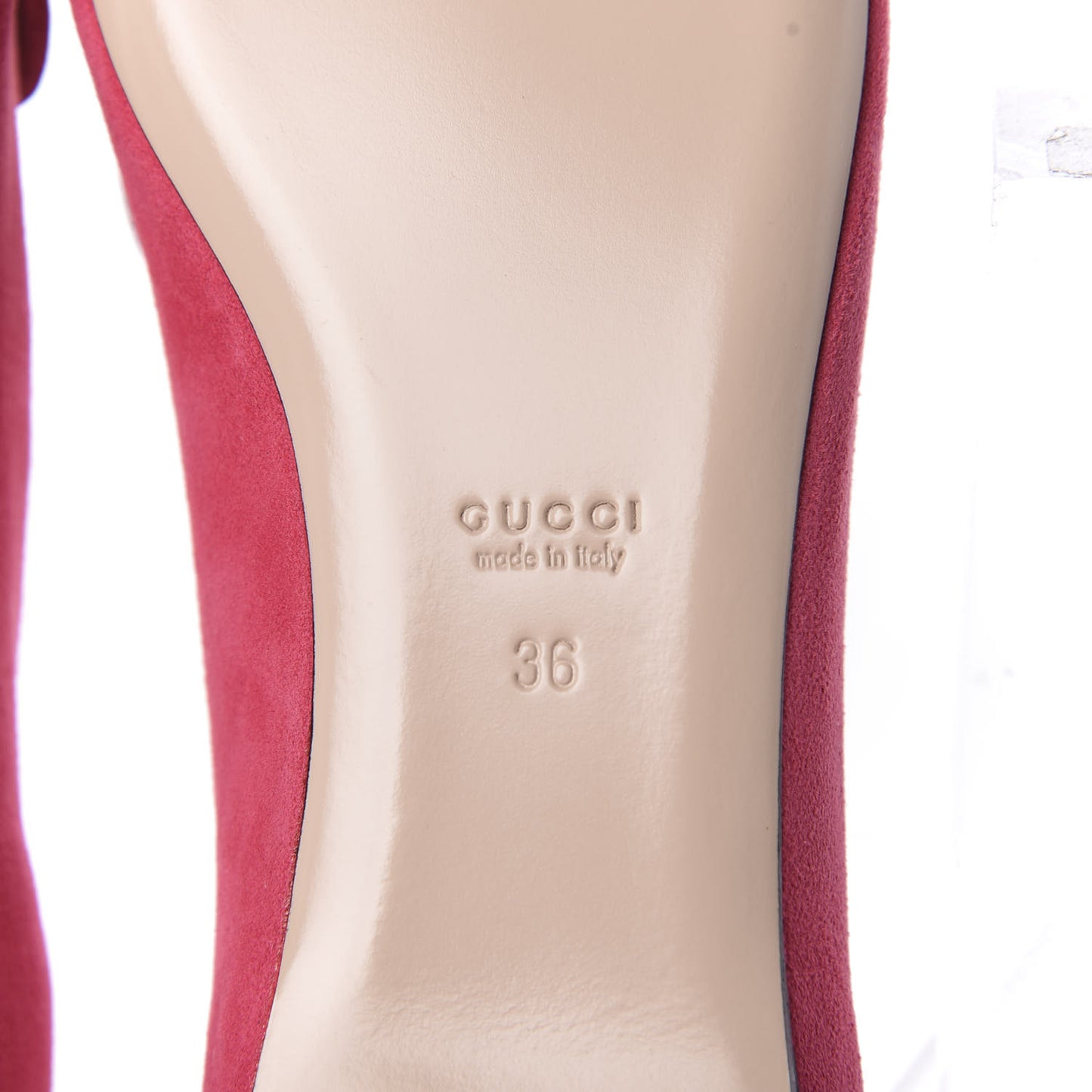 Kid Scamosciato GG Marmont Fringe Flats 36 Hot Pink