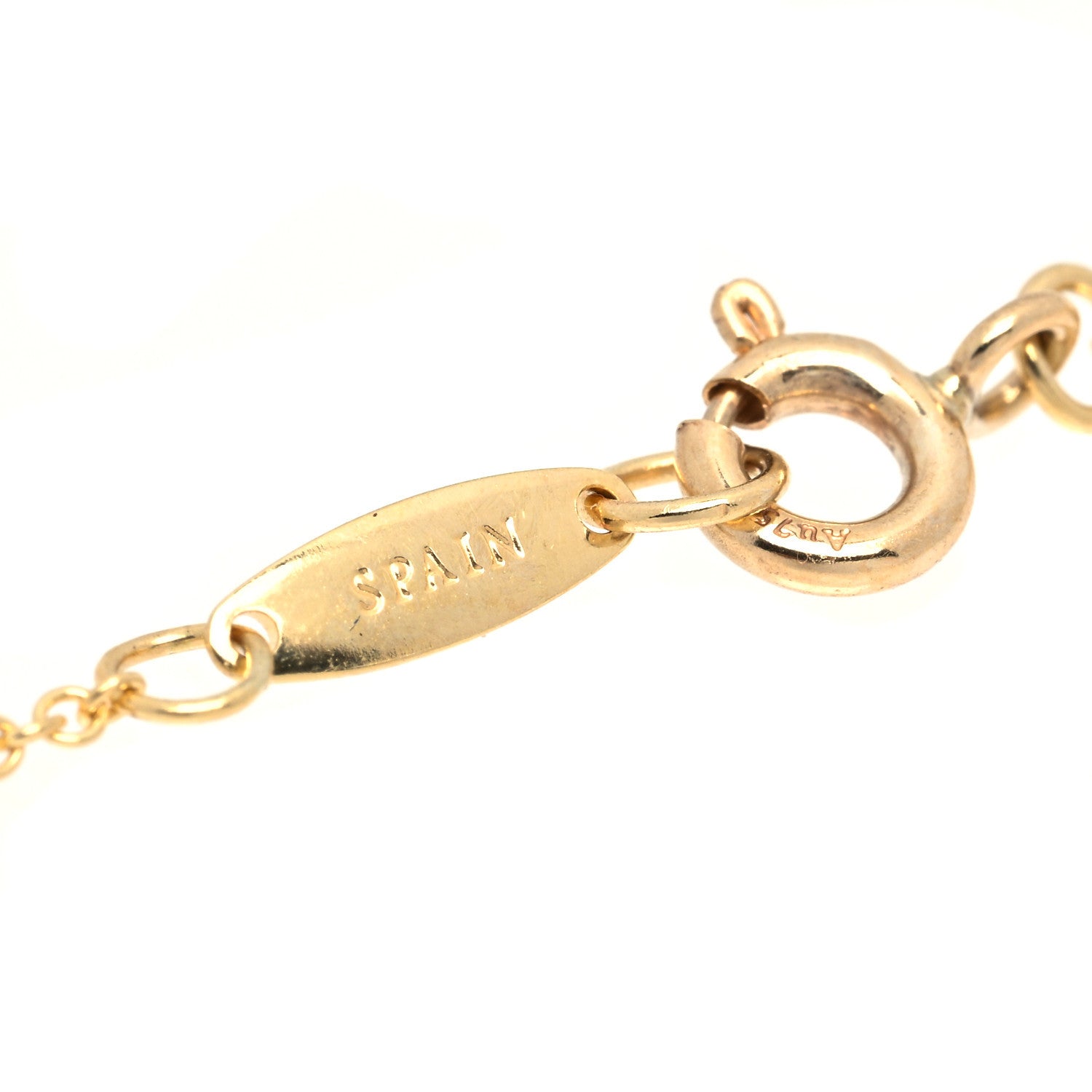 Tiffany 18K Yellow Gold Jade 18mm Elsa Peretti Bean Pendant Necklace 5 of 8