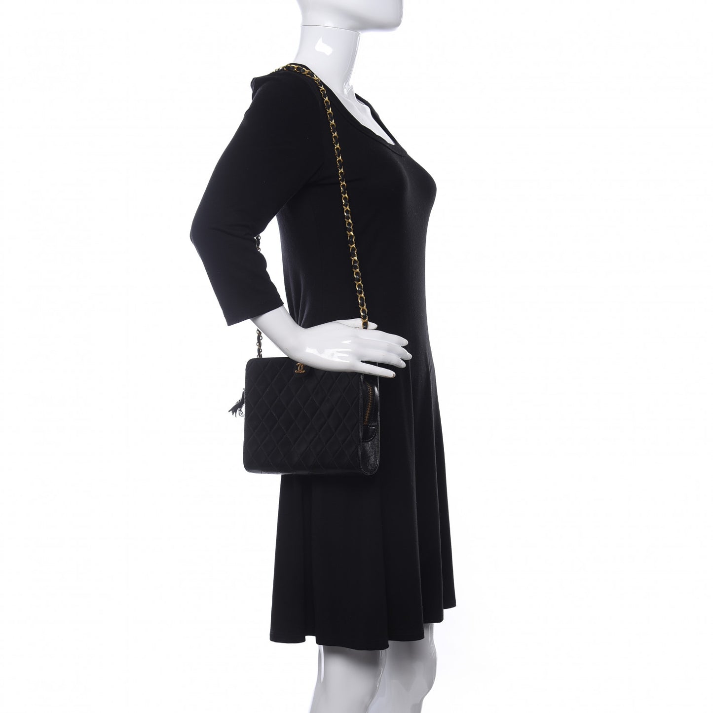 Lambskin Quilted Shoulder Bag Black