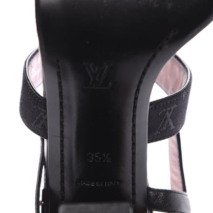 Louis Vuitton Satin Mini Monogram Heeled Sandals 35.5 Black 9 of 10