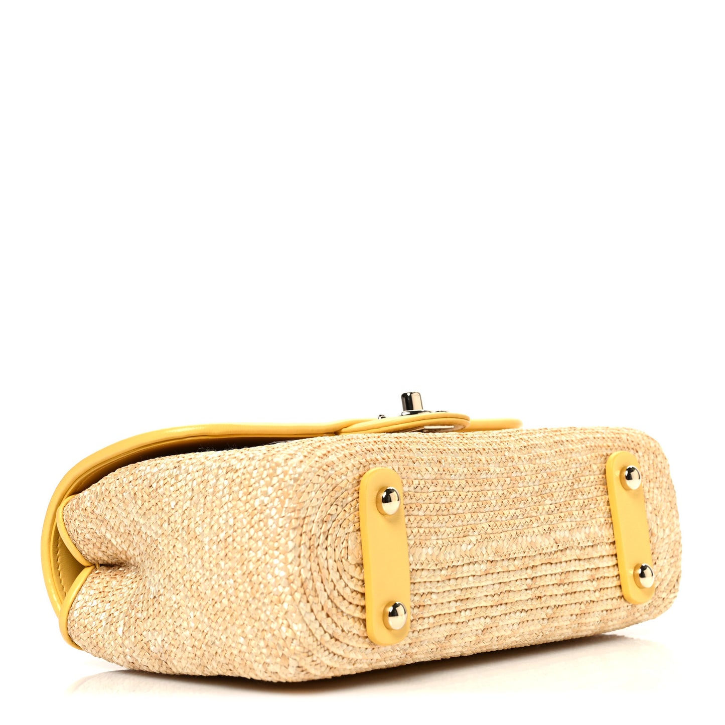 Raffia Lambskin Small Flap Bag Beige Yellow