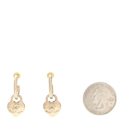 Chanel Metal CC Heart Turnlock Drop Earrings Gold 2 of 5
