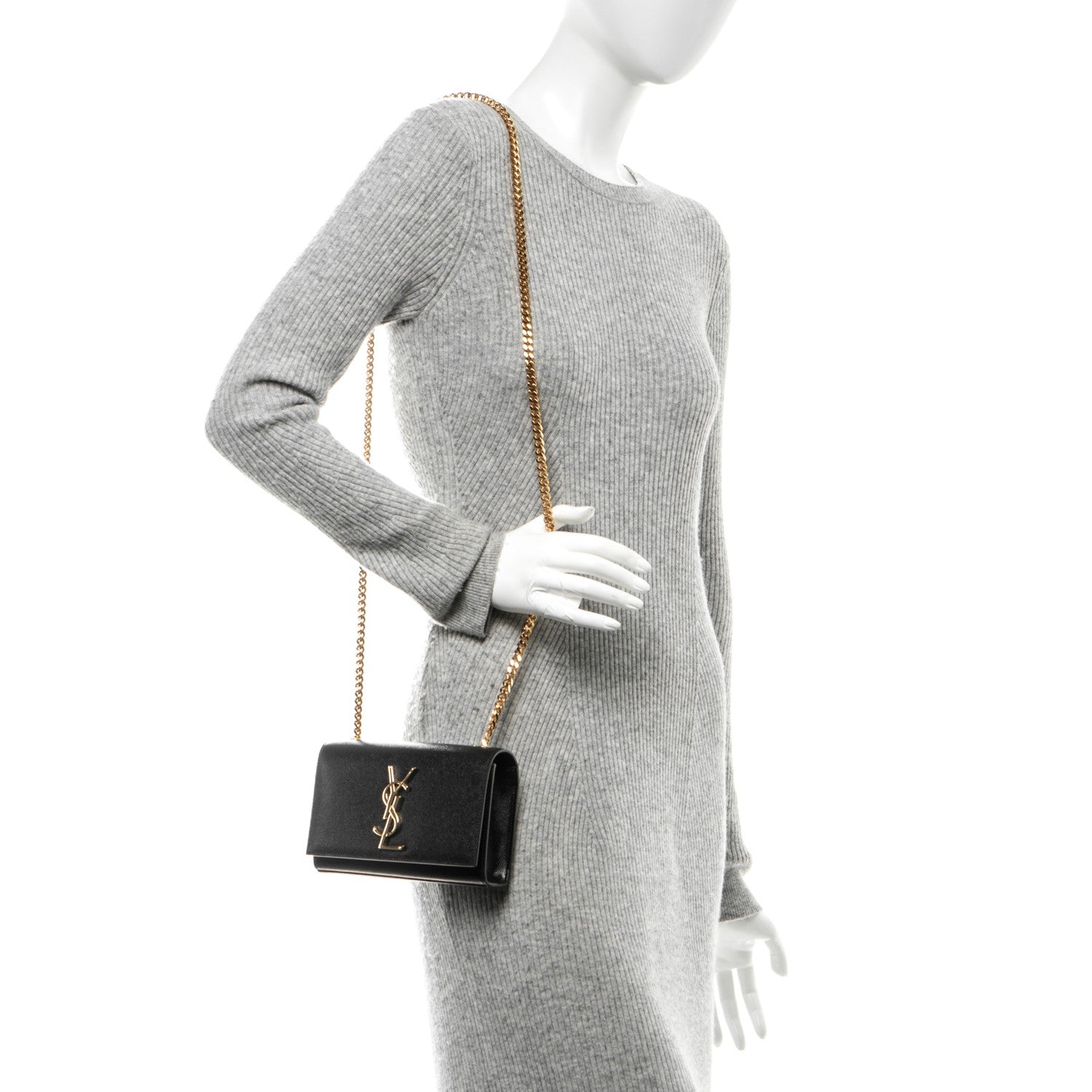 Saint Laurent Grain De Poudre Small Monogram Kate Satchel Black 2 of 6