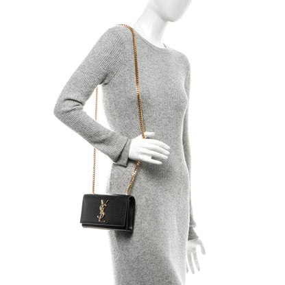 Saint Laurent Grain De Poudre Small Monogram Kate Satchel Black 2 of 6