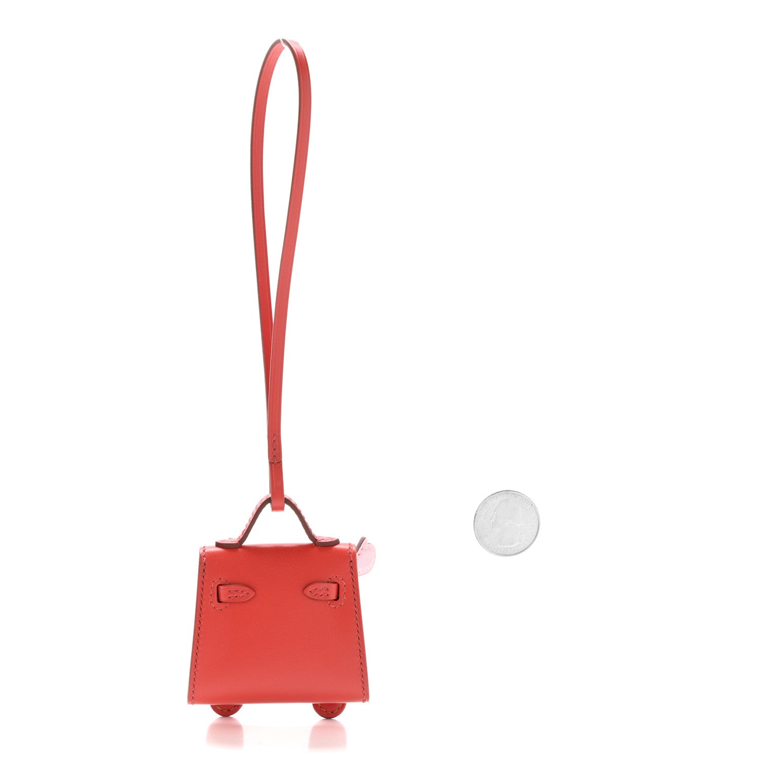 Hermes Tadelakt Chevre Mysore Kelly Quelle Idole Bag Charm Rose Sakura Sanguine Nata Sesame 2 of 5