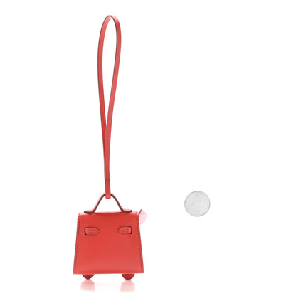 Hermes Tadelakt Chevre Mysore Kelly Quelle Idole Bag Charm Rose Sakura Sanguine Nata Sesame 2 of 5