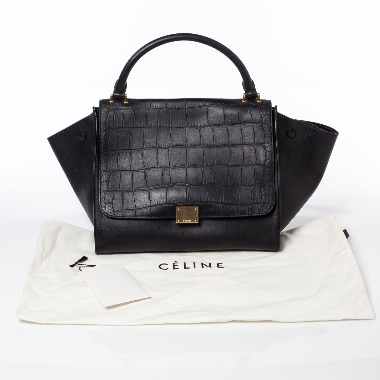 Crocodile Embossed Trapeze Black