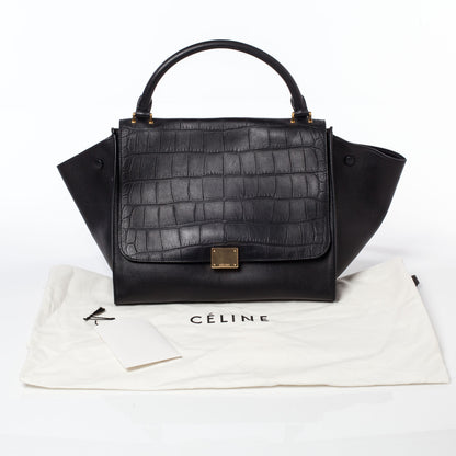 Celine Crocodile Embossed Trapeze Black 10 of 10