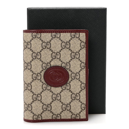 Gucci GG Supreme Monogram Azalea Calfskin Retro Interlocking G Passport Case Beige Red 8 of 8