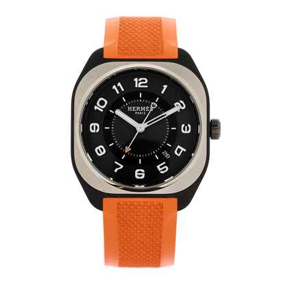 Hermes DLC Coated Titanium Rubber 39mm H08 Automatic Watch Orange 1 of 5