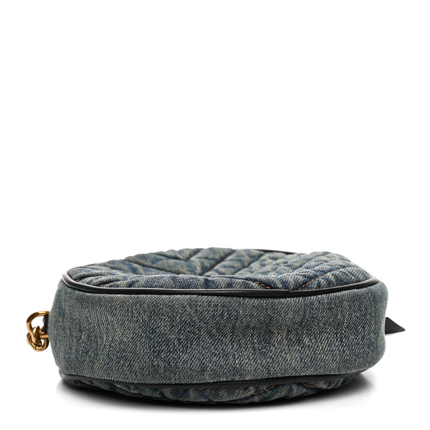 Saint Laurent Denim Quilted Monogram Round Crossbody Bag Rodeo Blue 3 of 10