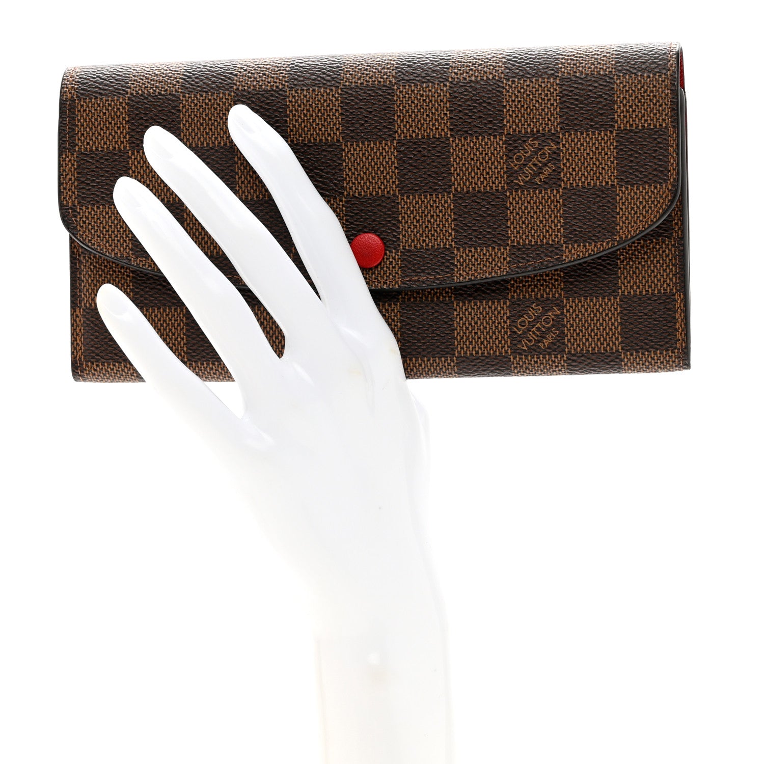 Louis Vuitton Damier Ebene Emilie Wallet Red 2 of 7