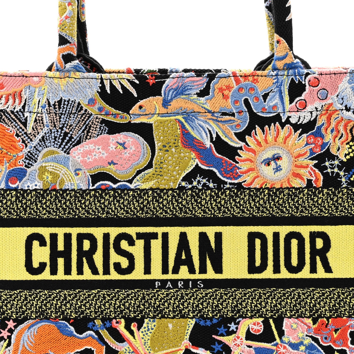 Christian Dior Canvas Zodiac Fantastico Embroidered Medium Book Tote Black Multicolor 8 of 12