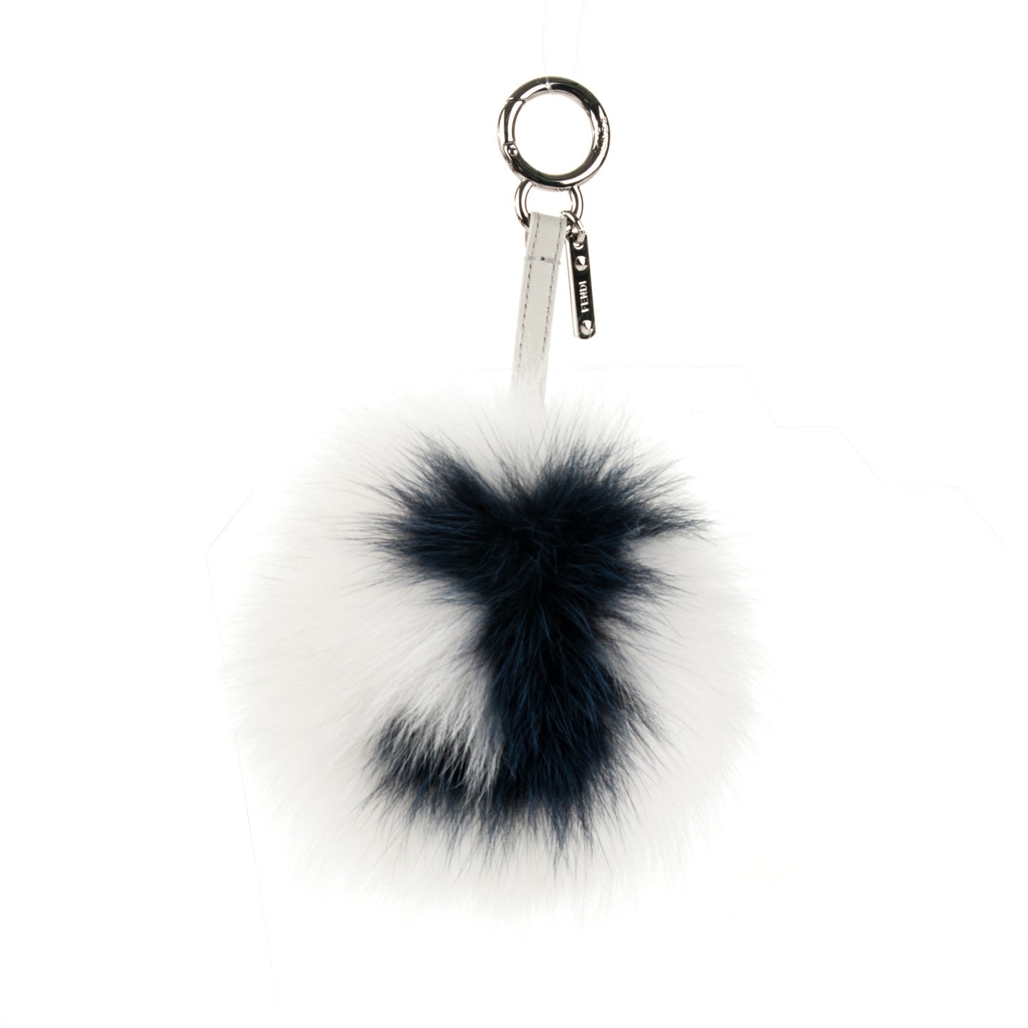 Fendi Fox Fur Shiny Nappa Bi-Color J ABCharm Bag Charm White Blue 1 of 4