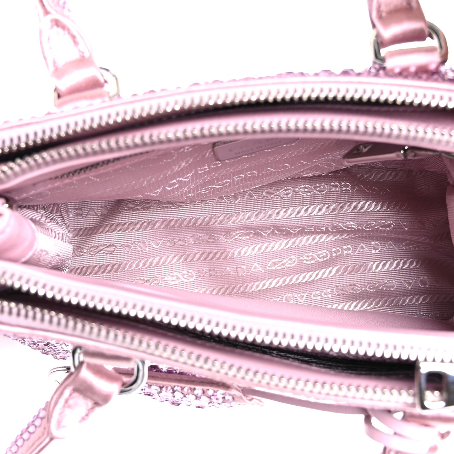 Satin Crystal Mini Galleria Double Zip Tote Alabastro
