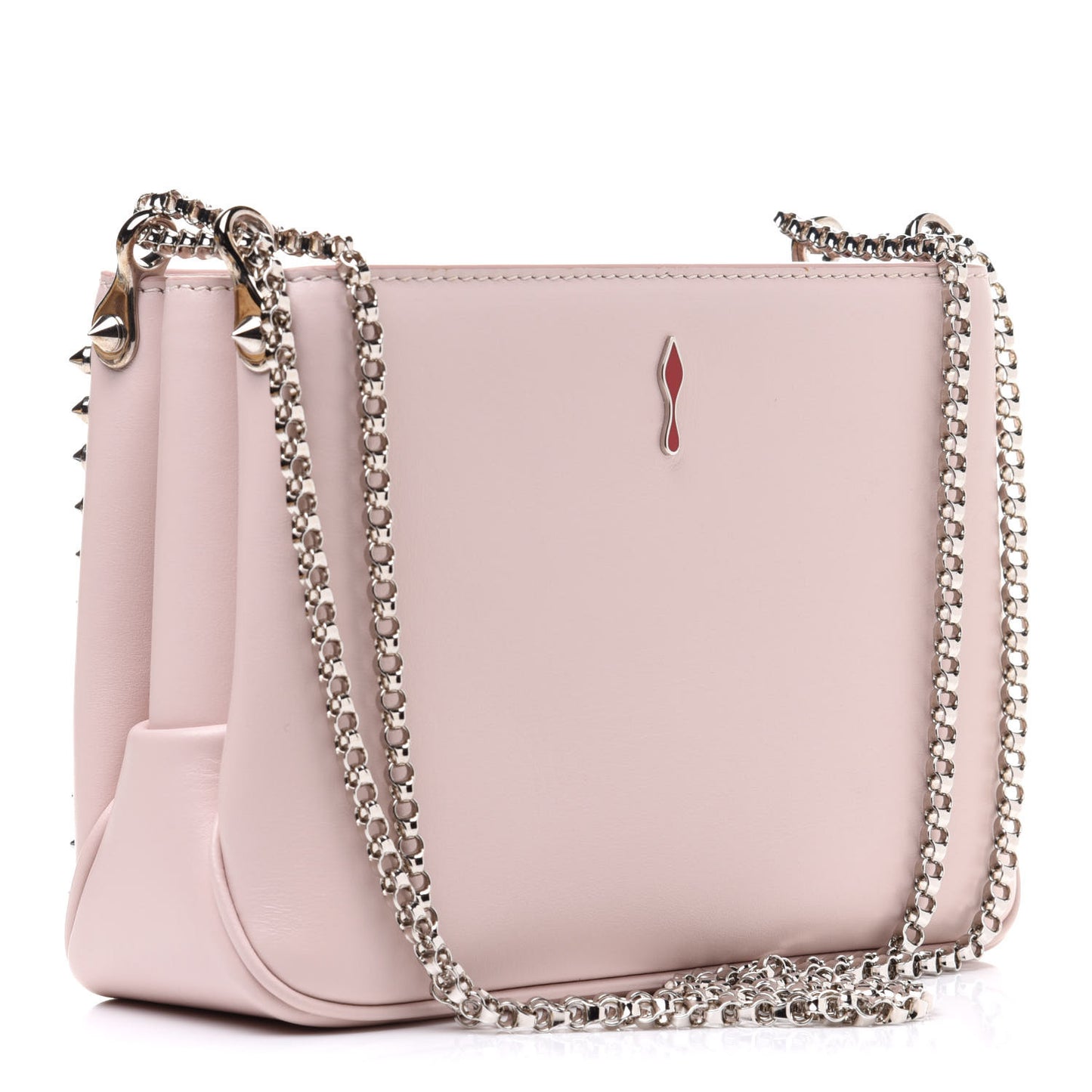 Calfskin Small Triloubi Paris Spikes Chain Bag Ballerina Silver
