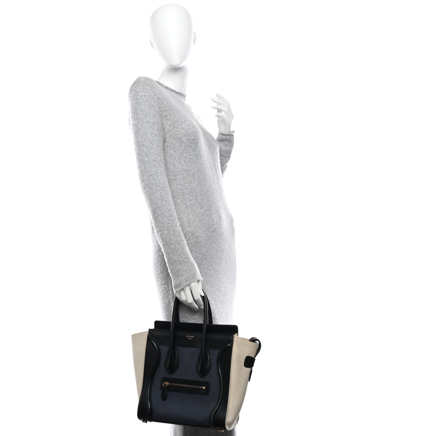 Celine Canvas Smooth Calfskin Micro Tri-Color Luggage Navy Blue 2 of 12