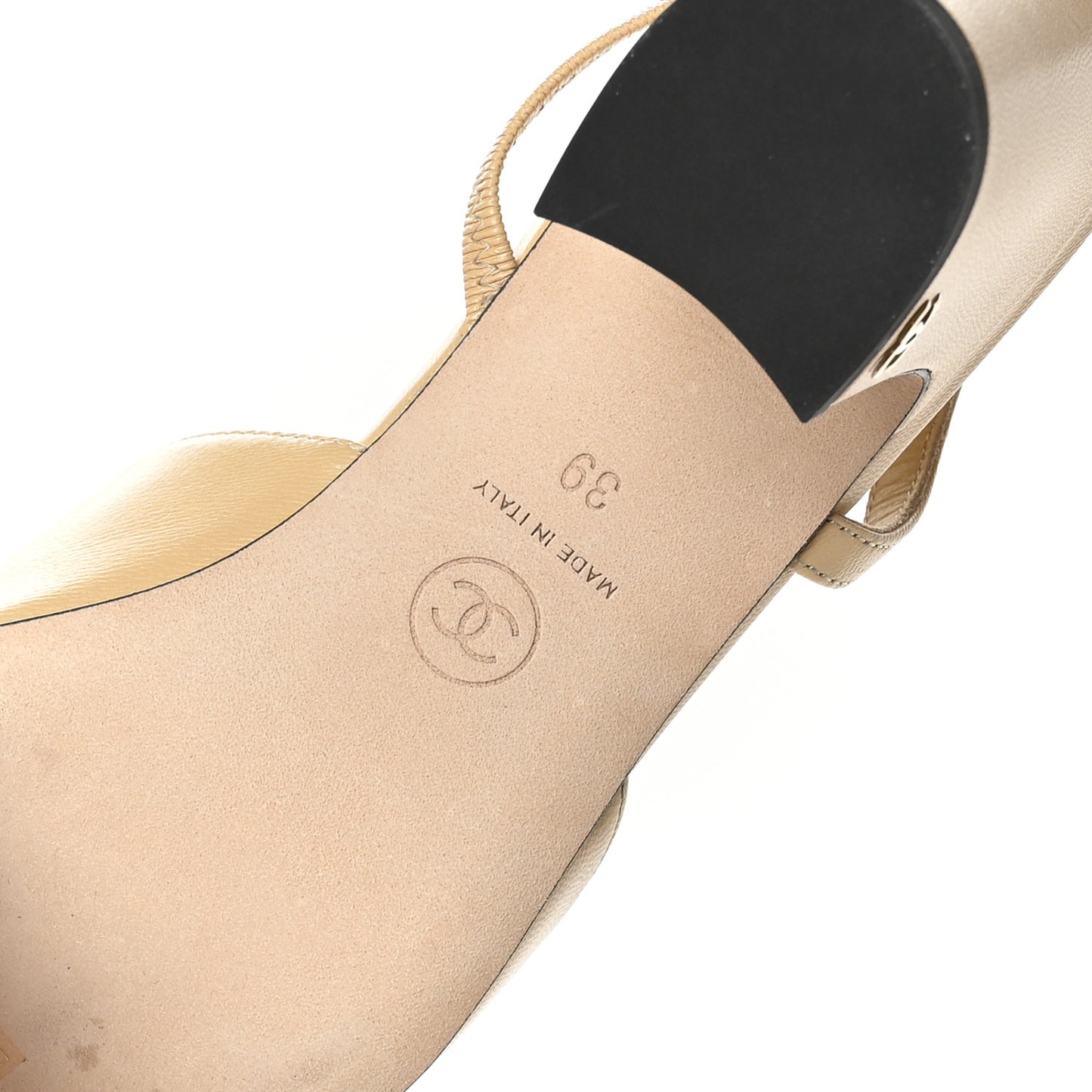Goatskin Grosgrain Cap Toe CC Slingback Pumps 39 Beige Black