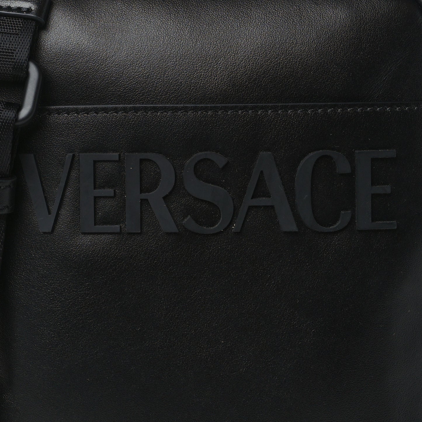 Calfskin Logo Messenger Bag Black
