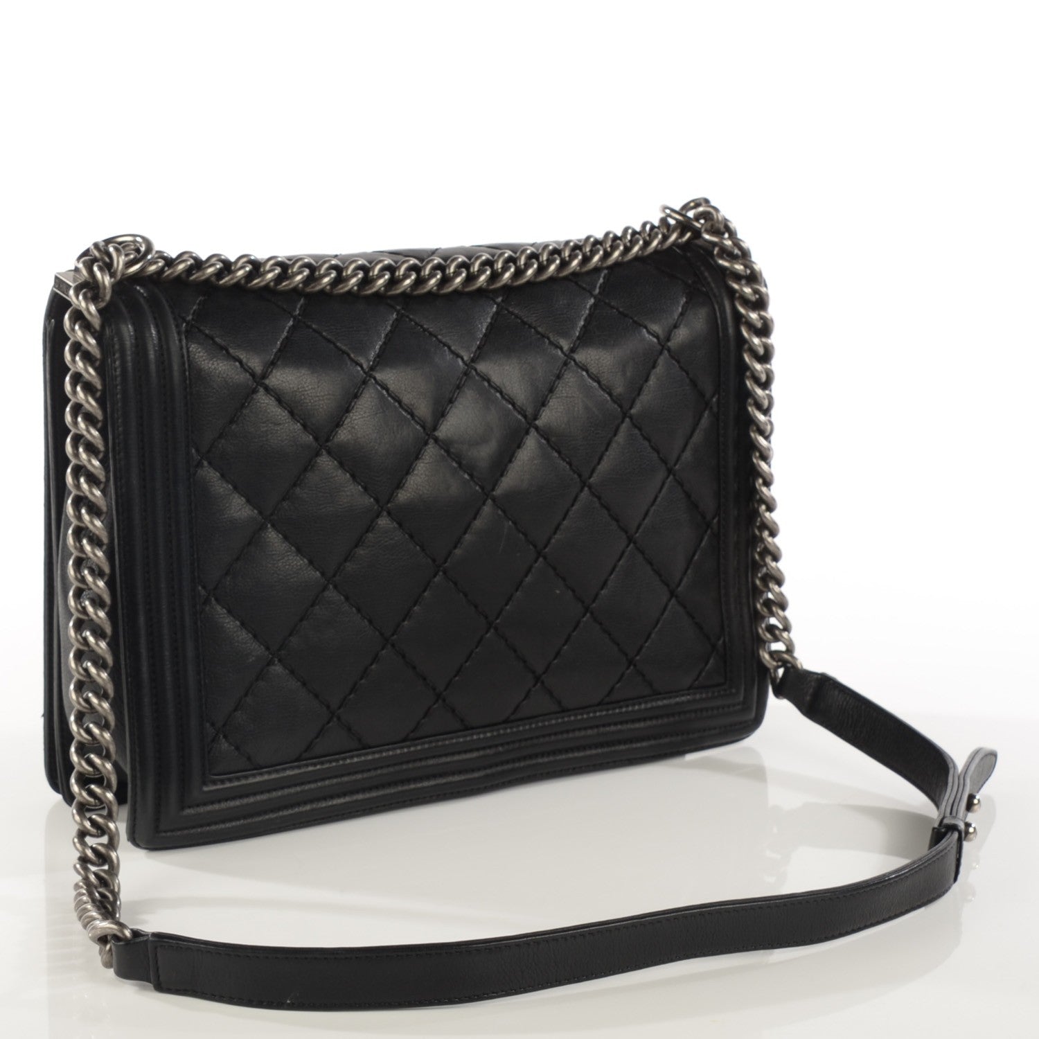 Chanel Calfskin Double Stitch Large Boy Flap Black 3 of 10