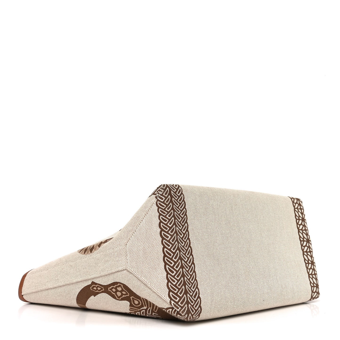 H Plume Canvas Swift Printed Fantaisie d'Etriers Steeple 28 Bag Fauve Ecru Beige Gold