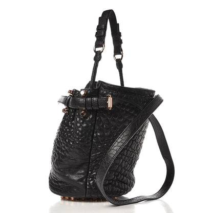 Alexander Wang Pebbled Lambskin Diego Bucket Black Rose Gold Hardware 3 of 7