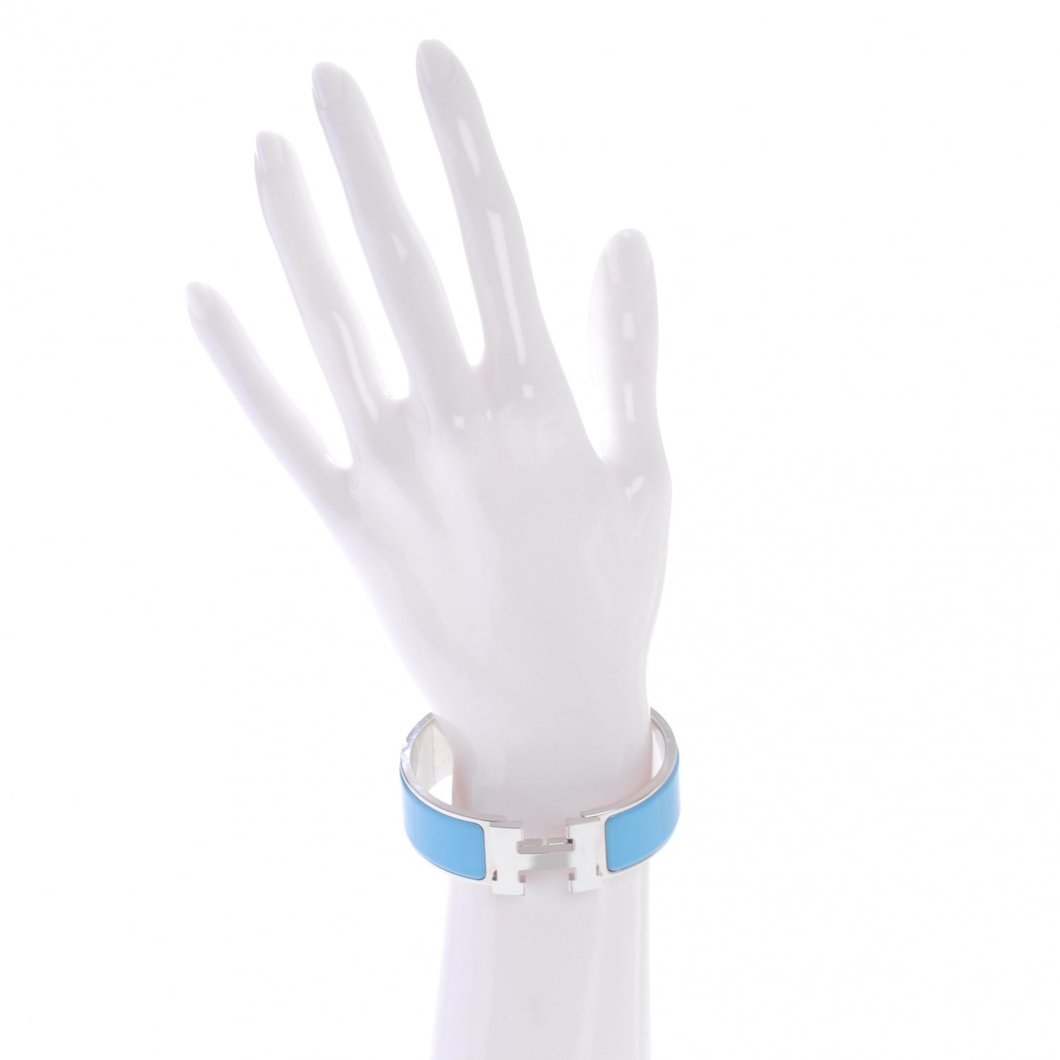 Hermes Enamel Wide Clic Clac H Bracelet GM Bleu Azure 2 of 9