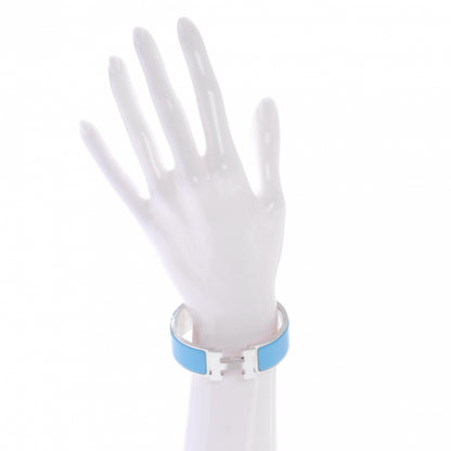 Hermes Enamel Wide Clic Clac H Bracelet GM Bleu Azure 2 of 9