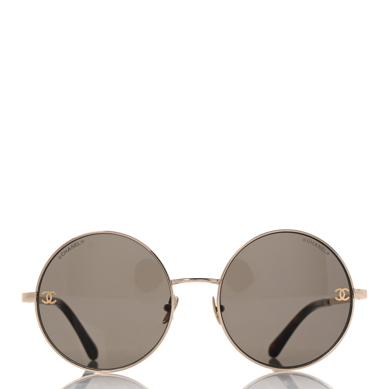 Chanel Metal Round Sunglasses 4268 Gold Tortoise 2 of 9