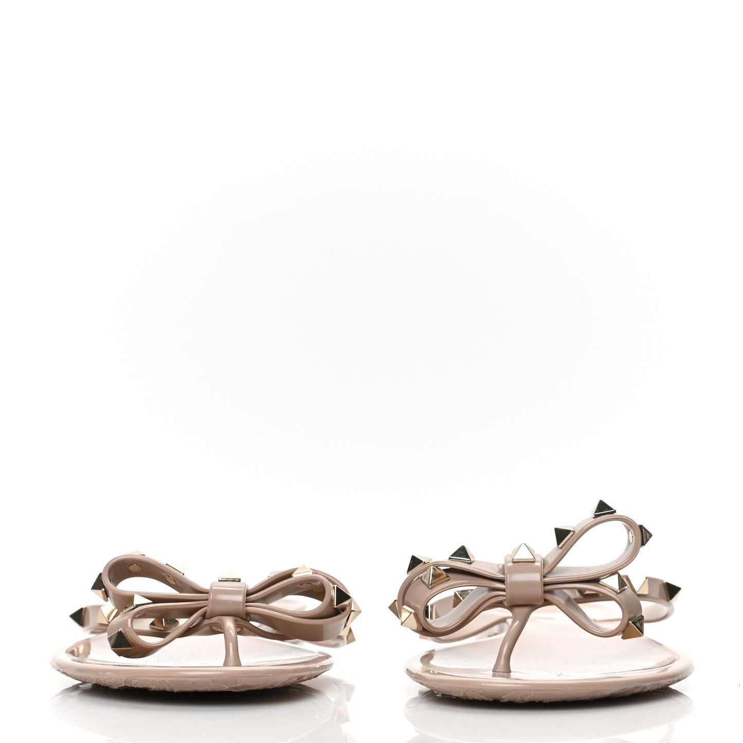 PVC Jelly Rockstud Bow Thong Sandals 41 Poudre