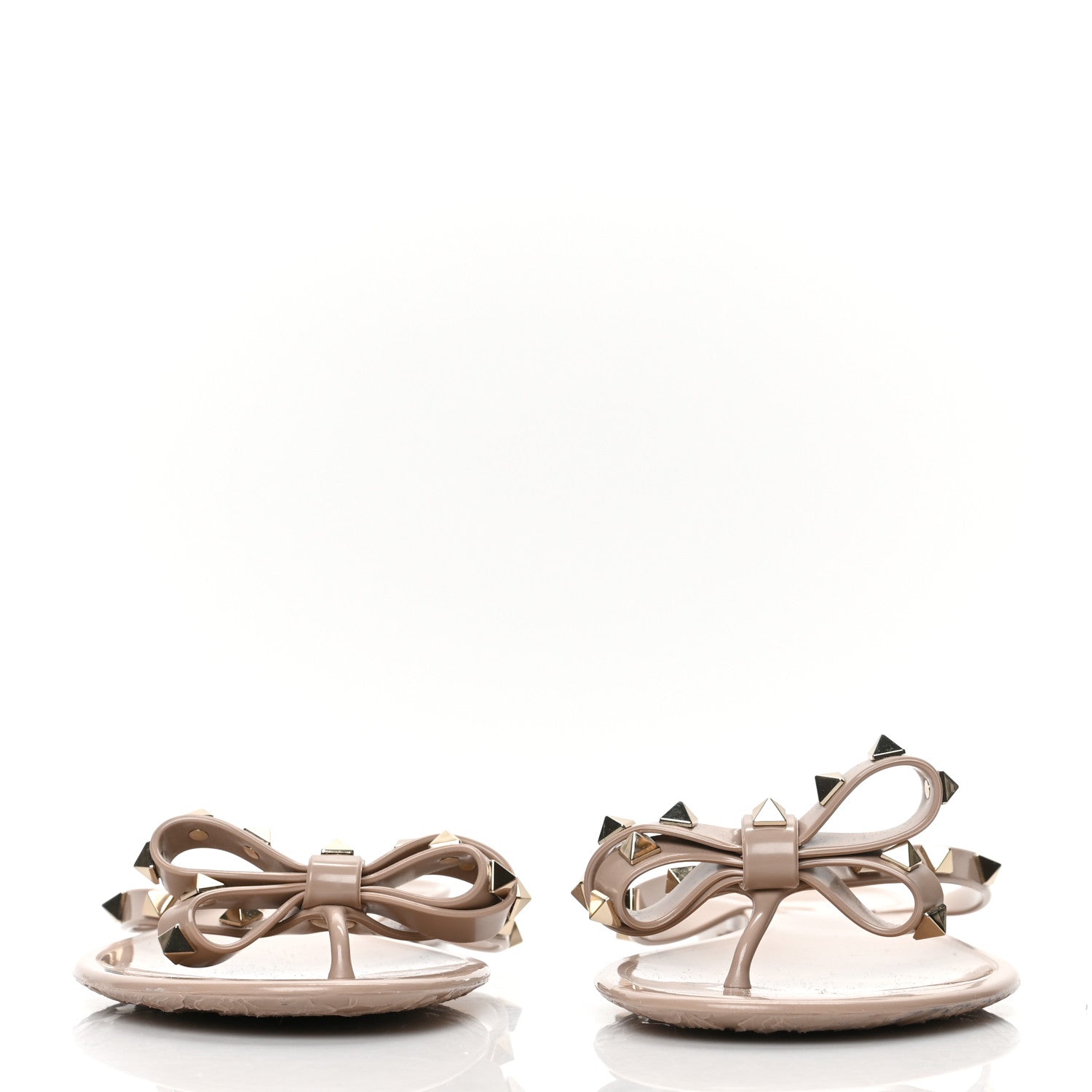 Valentino Garavani PVC Jelly Rockstud Bow Thong Sandals 41 Poudre 2 of 7