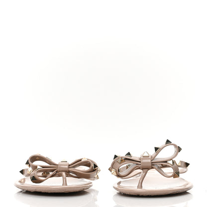 Valentino Garavani PVC Jelly Rockstud Bow Thong Sandals 41 Poudre 2 of 7
