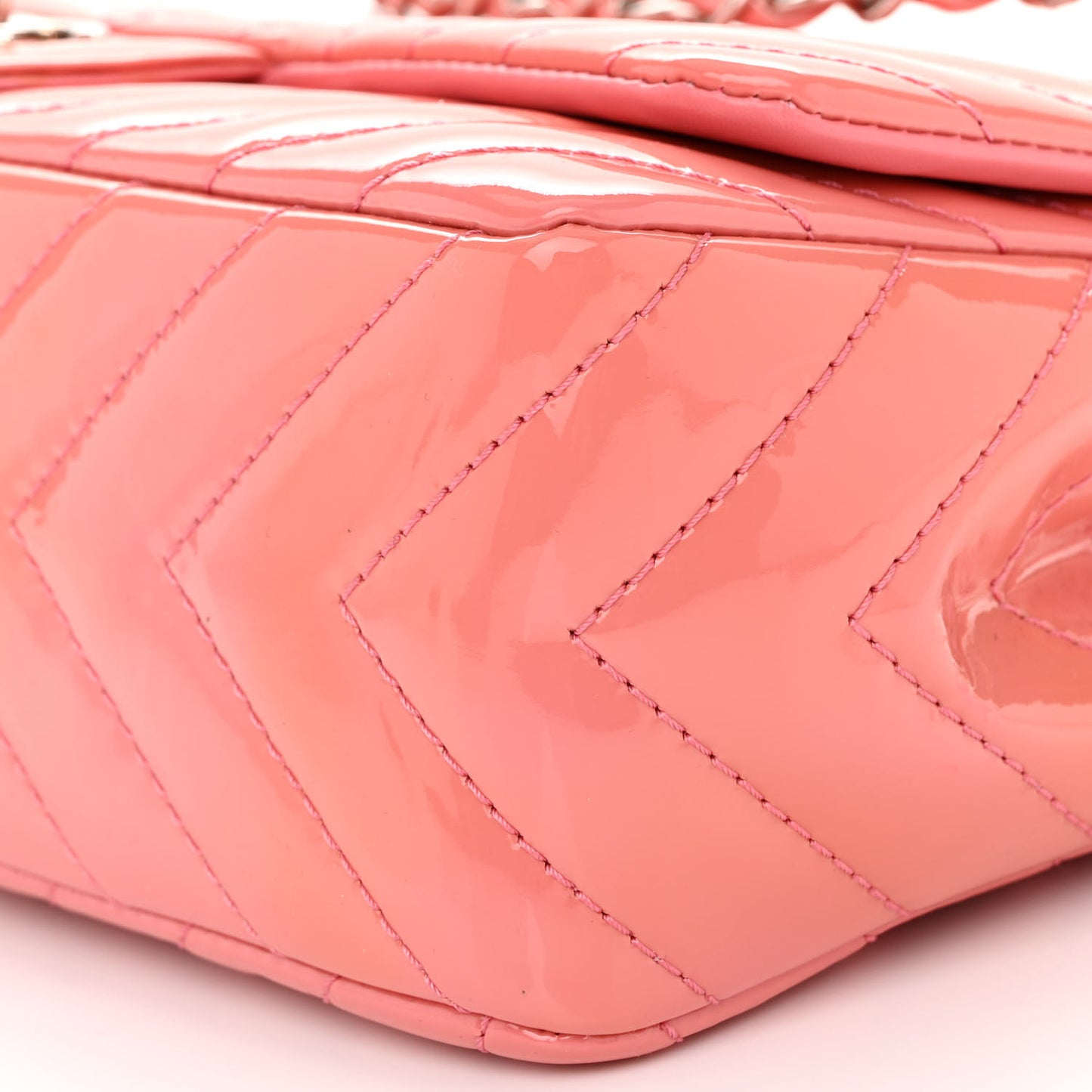 Patent Chevron Quilted Jumbo Double Flap Light Pink