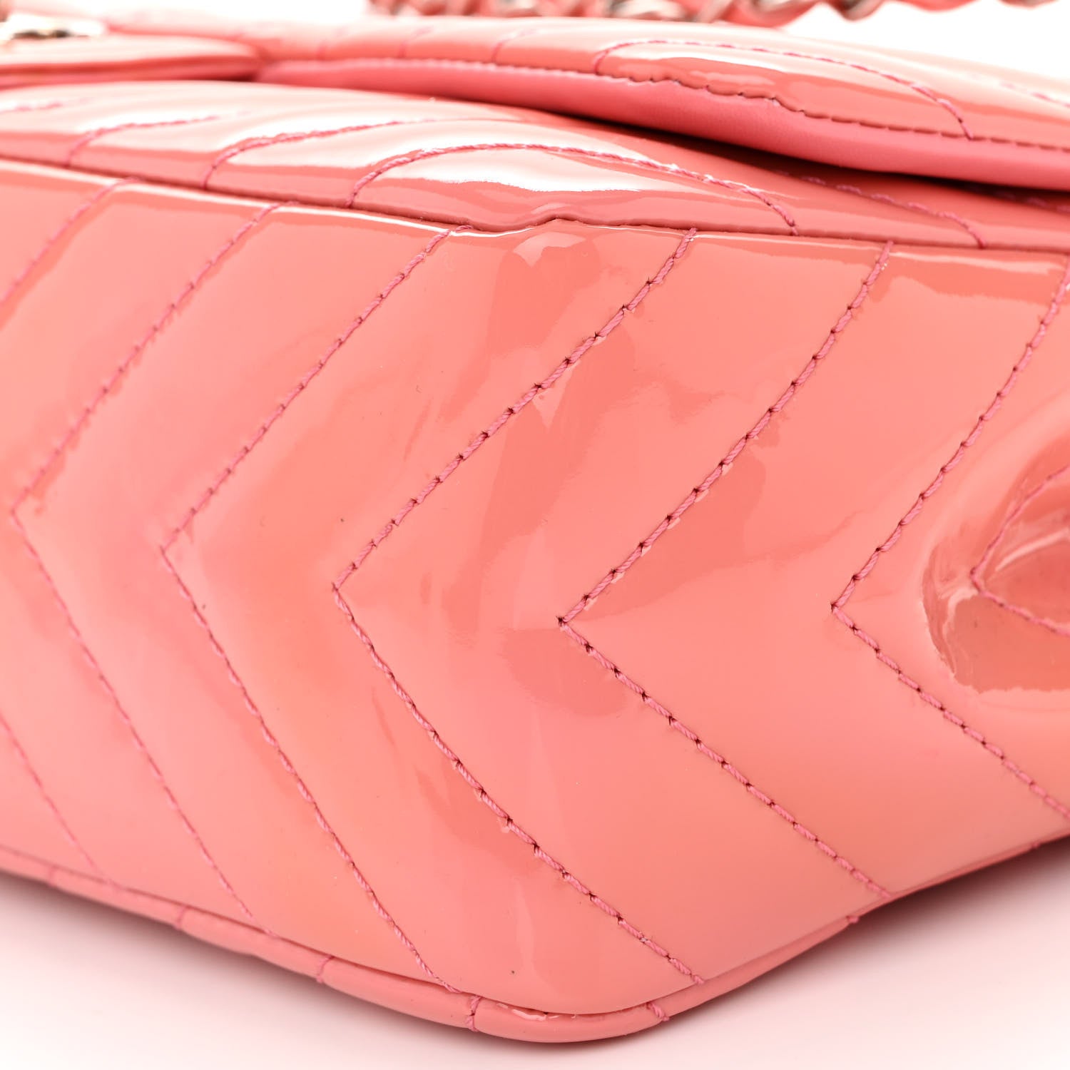 Chanel Patent Chevron Quilted Jumbo Double Flap Light Pink 10 of 11