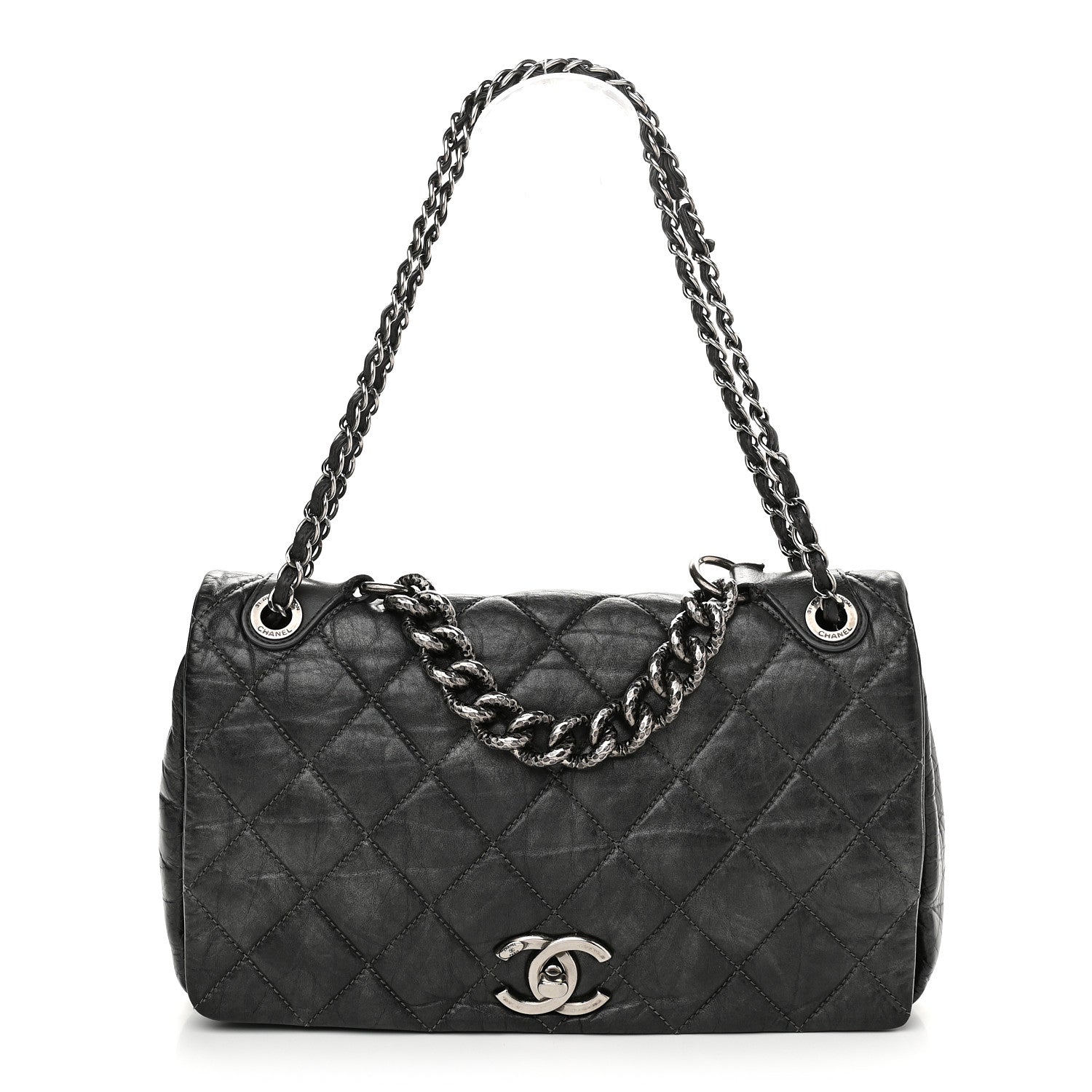 Chanel Aged Calfskin Quilted Medium Pondichery Flap Black 1 of 9