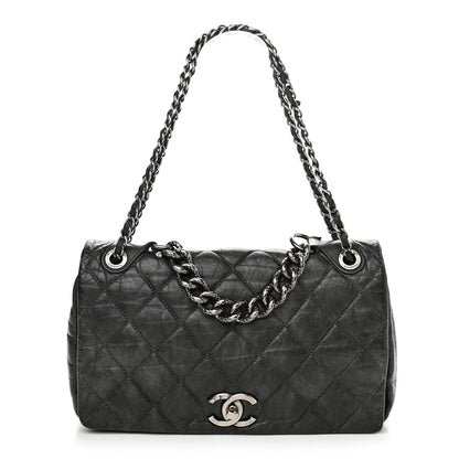 Chanel Aged Calfskin Quilted Medium Pondichery Flap Black 1 of 9