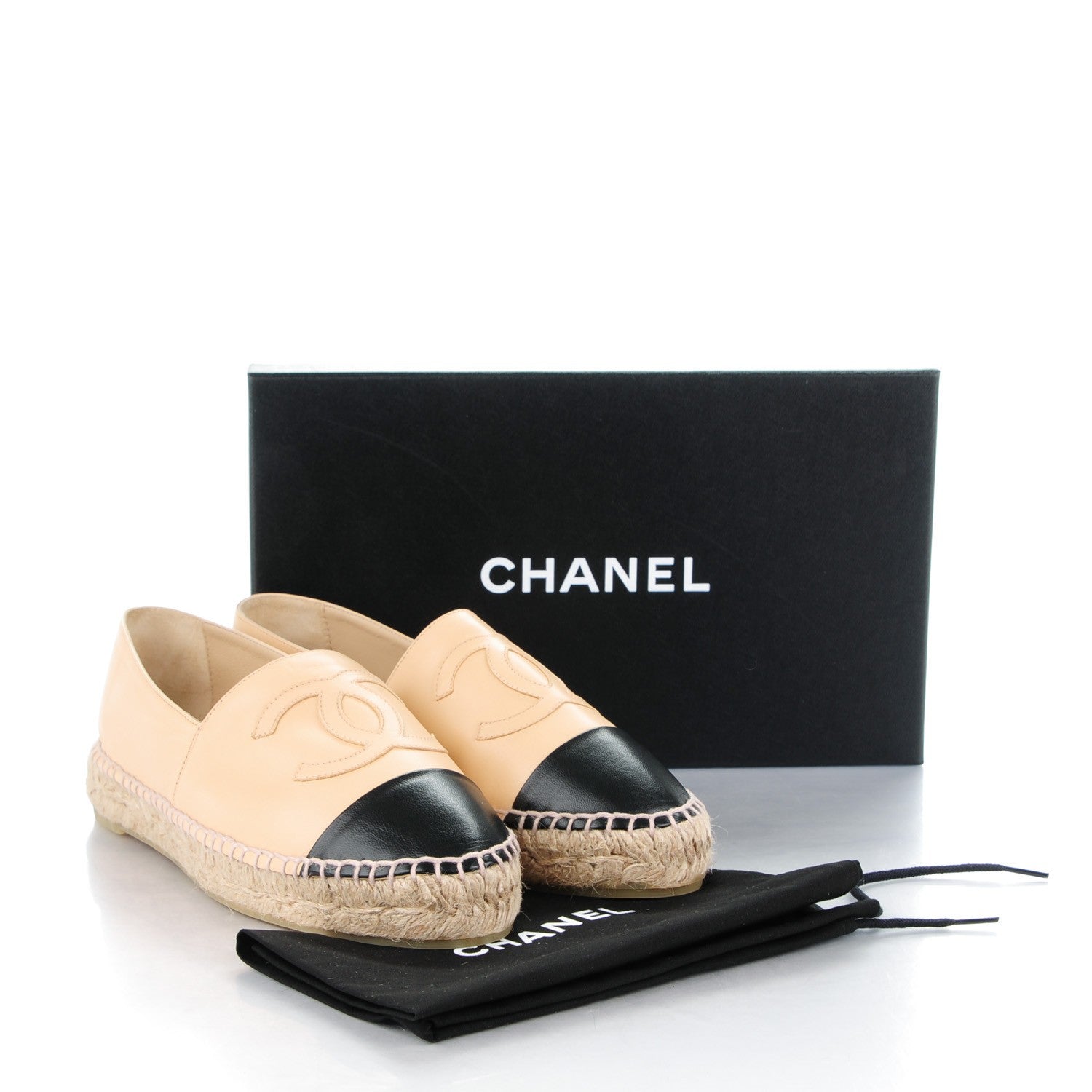 Chanel Lambskin CC Espadrilles 39 Beige Black 10 of 10