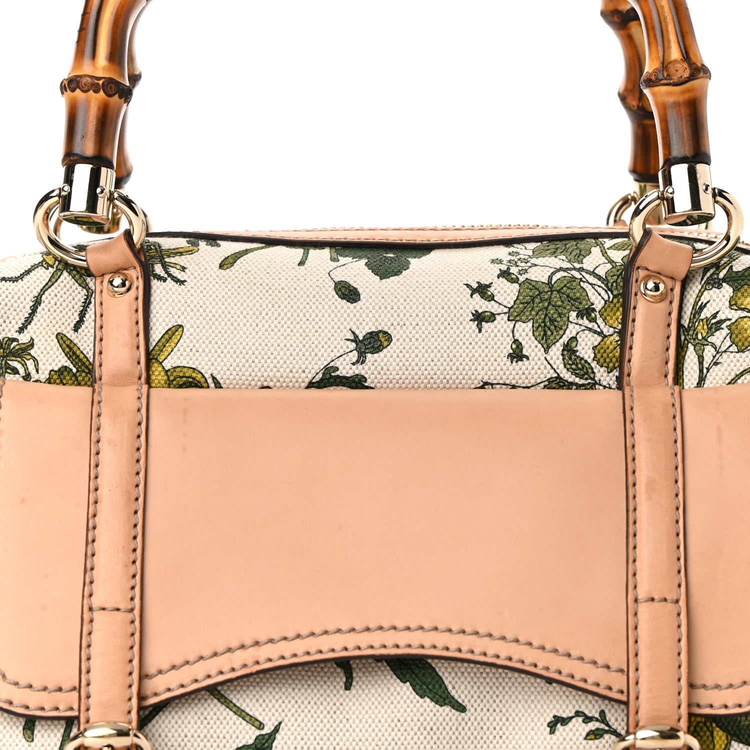 Gucci Canvas Floral Flora Bamboo Top Handle Boston Bag Multicolor 7 of 11