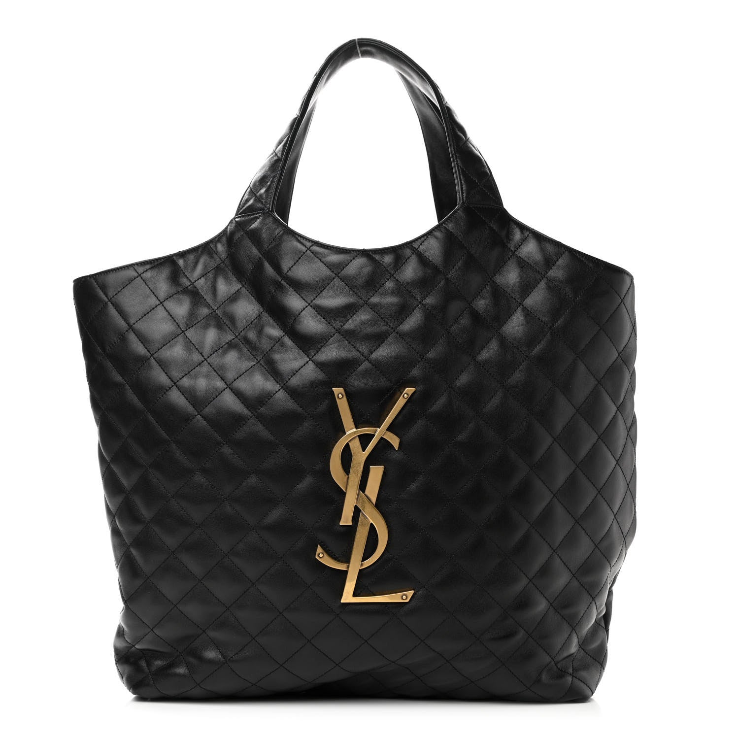 Saint Laurent Lambskin Quilted Maxi Icare Shopping Tote Black 3 of 12