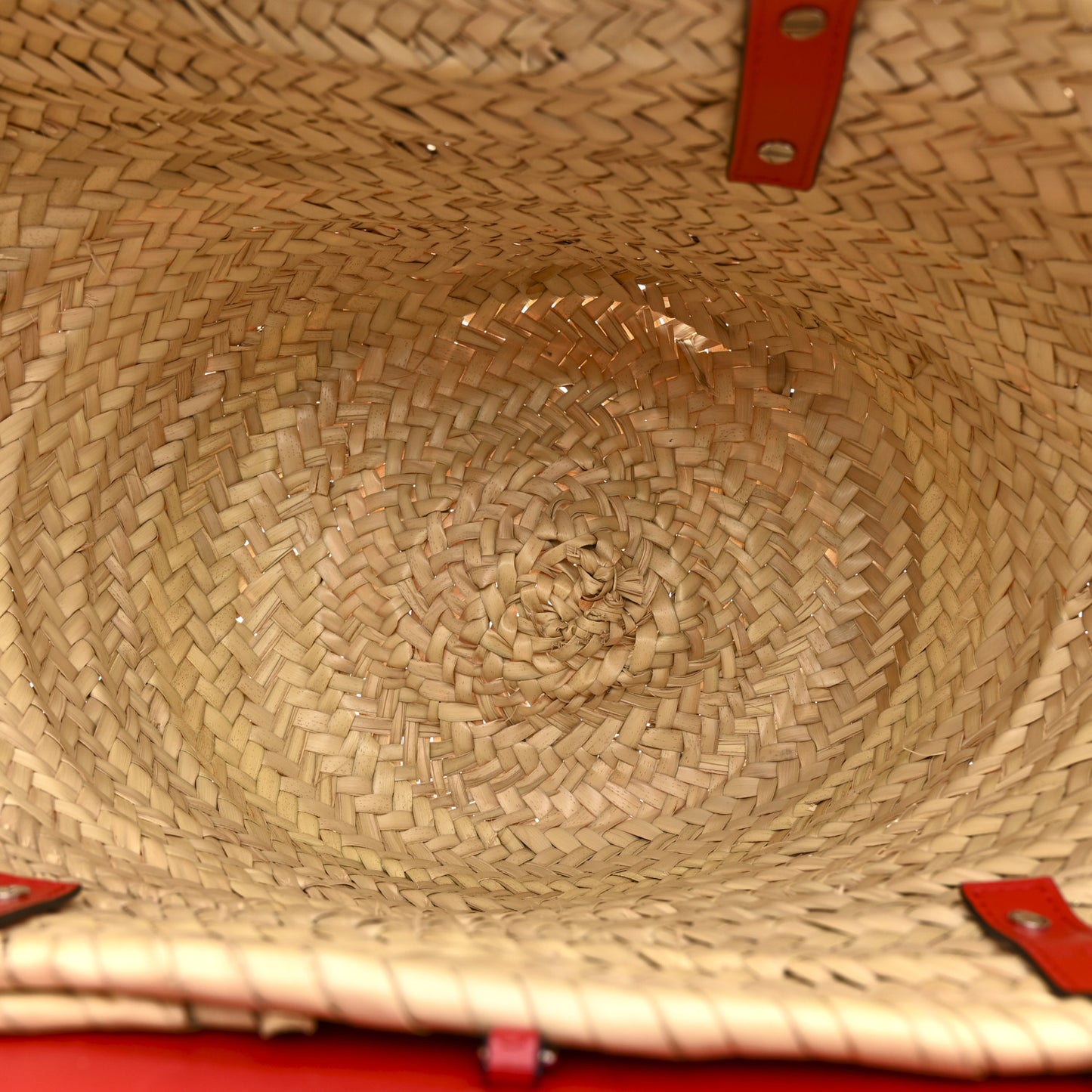 Woven Straw Loubishore Tote Red