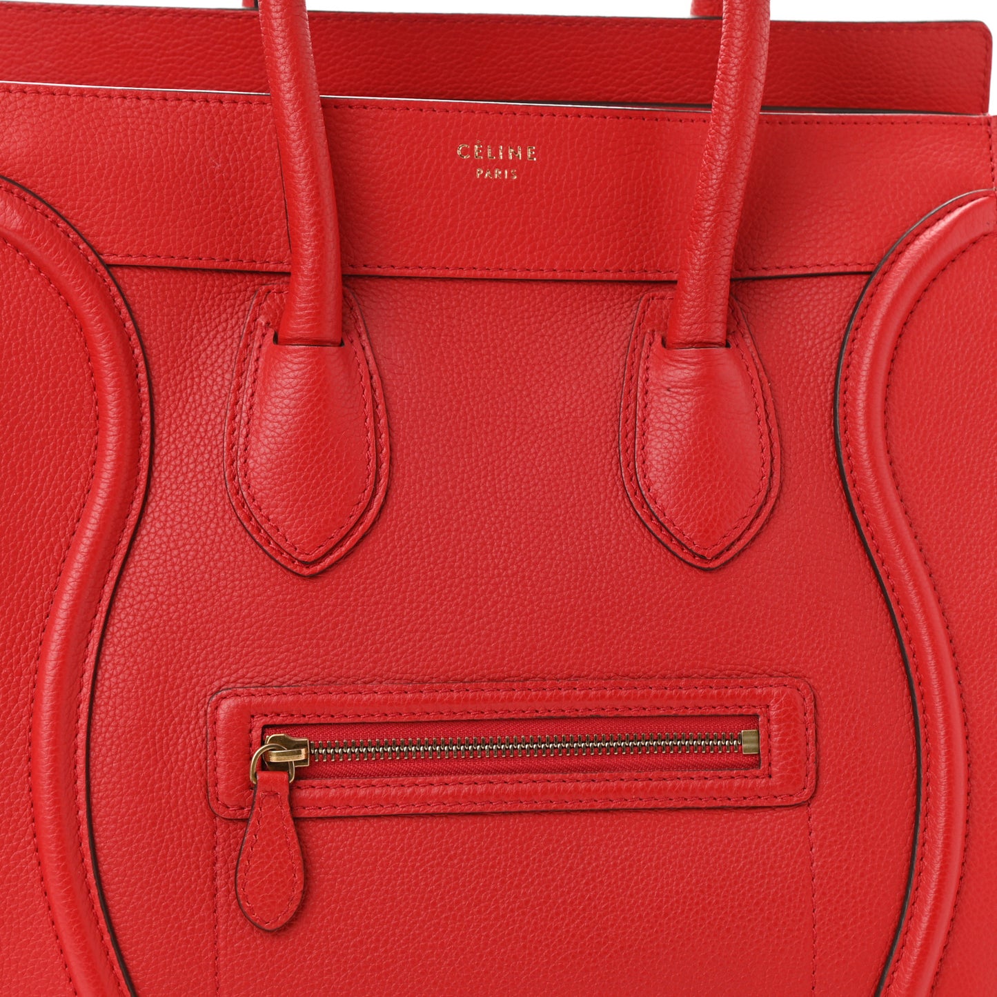 Drummed Calfskin Mini Luggage Coquelicot
