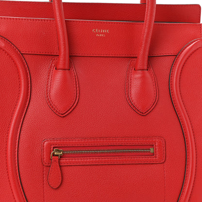 Celine Drummed Calfskin Mini Luggage Coquelicot 8 of 10