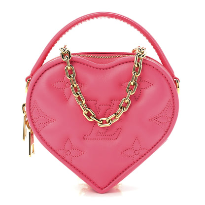 Louis Vuitton Calfskin Embroidered Monogram Pop My Heart Bag Pouch Dragon Fruit Pink 1 of 10