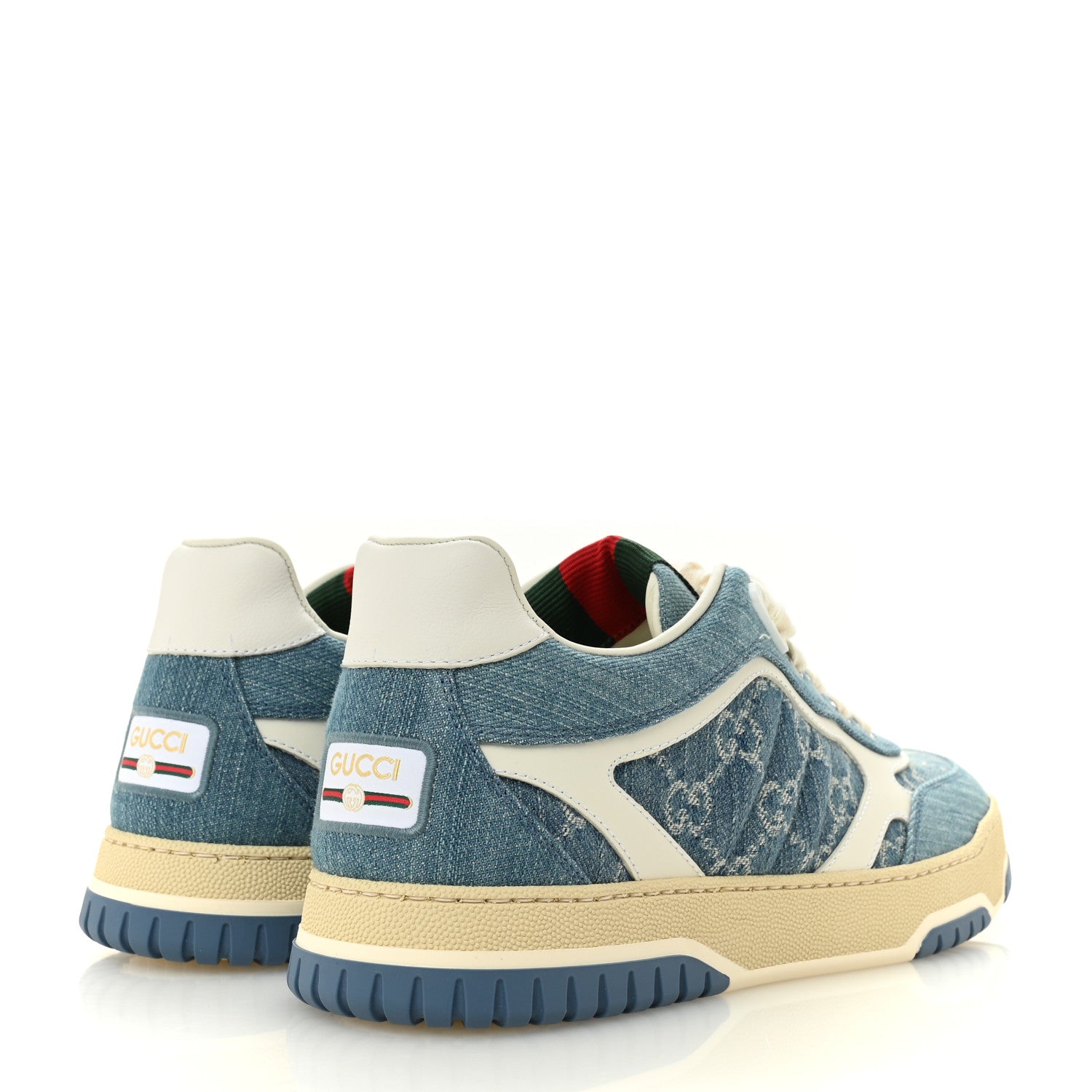 Gucci New Denim Delave GG Monogram Womens Re-Web Sneakers 40 Light Blue Royale 5 of 9