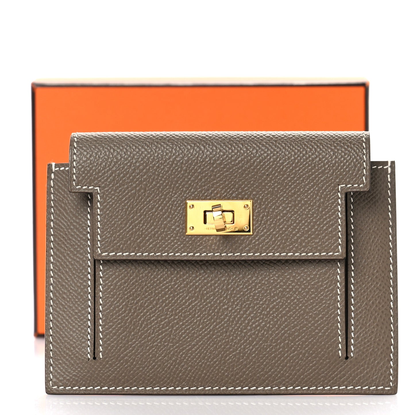 Epsom Kelly Pocket Compact Wallet Etoupe