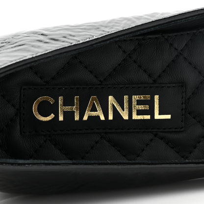 Chanel Lambskin Patent Calfskin Cap Toe Ankle Chain Ballerina Flats 39 Black 7 of 9