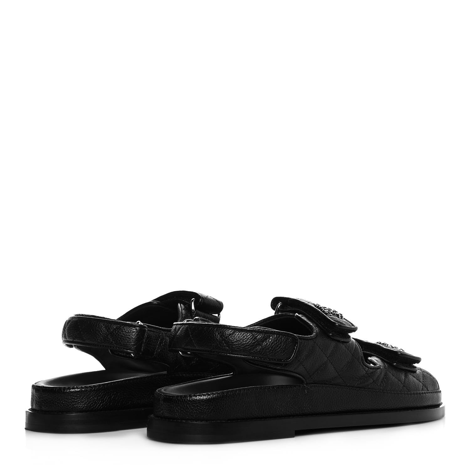 Chanel Grained Calfskin Velcro Dad Sandals 38 Black 4 of 8
