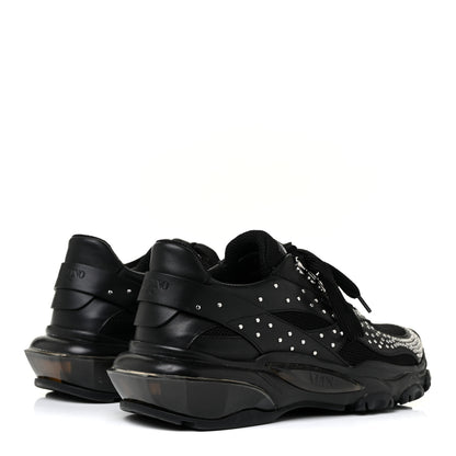 Valentino Garavani Calfskin Studded Womens Bounce Sneakers 36.5 Black 5 of 10
