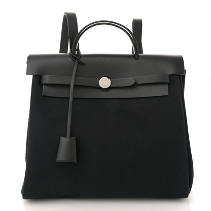 Hermes Toile Vache Calfskin Herbag 30 PM Backpack Black 1 of 14