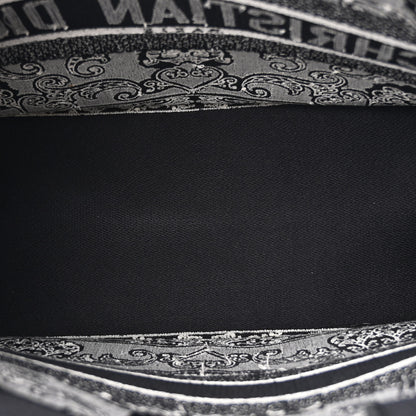 Christian Dior Canvas Embroidered Medium Ornamental Cornely Effect Book Tote Black White 5 of 12